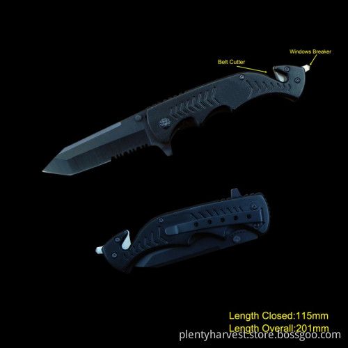Survival Knife with Window Breaker & Belt Cutter (#3568)